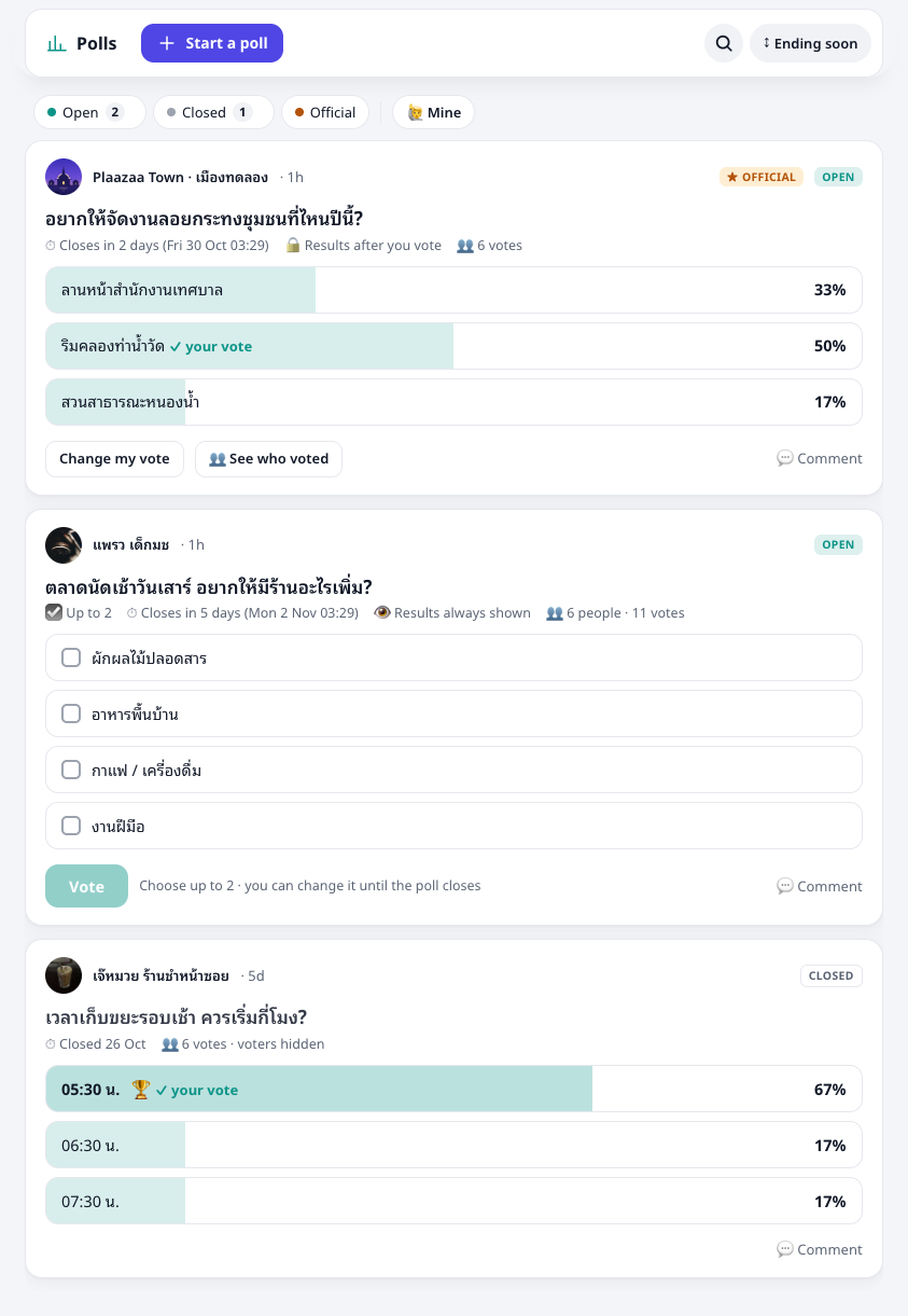 The Polls tab