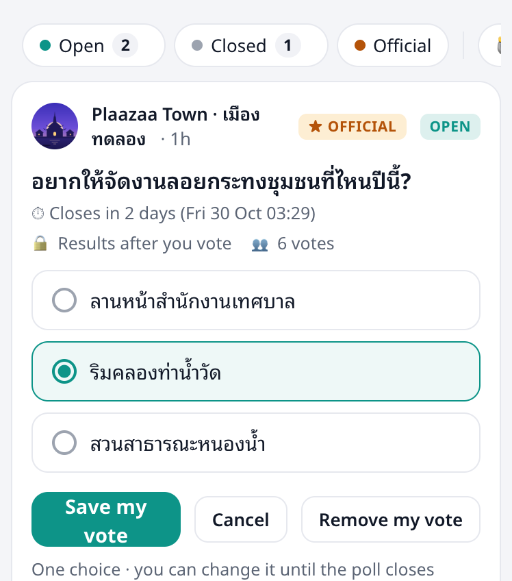 Voting on a poll